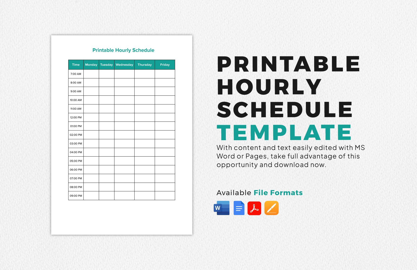 Customize daily planners with downloadable hourly schedule templates for Word. Ideal for personal or work use.