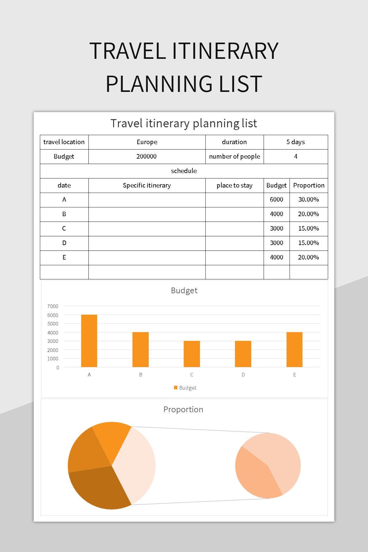 Track your vacation timeline with an Excel spreadsheet for flights and hotel confirmations.