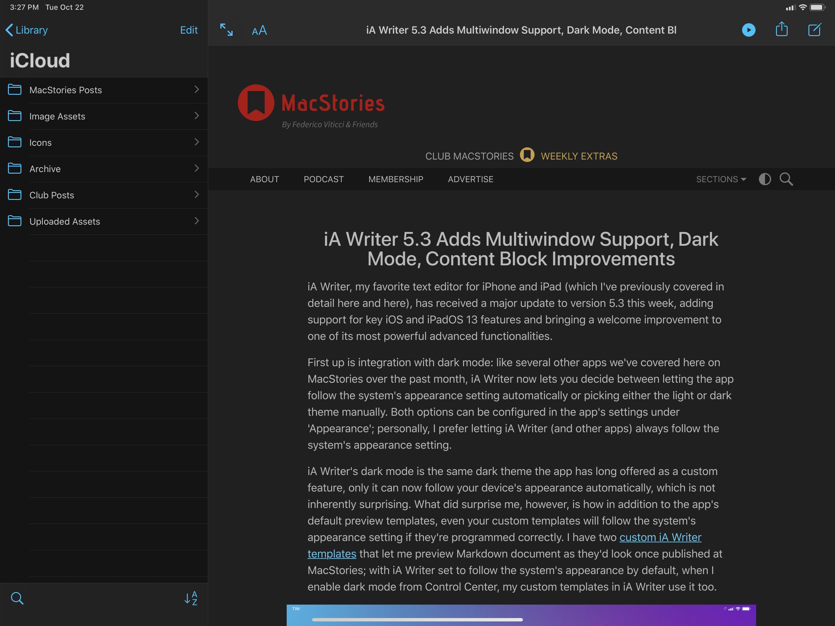 Explore iA Writer 5.3's new features: multiwindow support, dark mode, and enhanced content blocks.