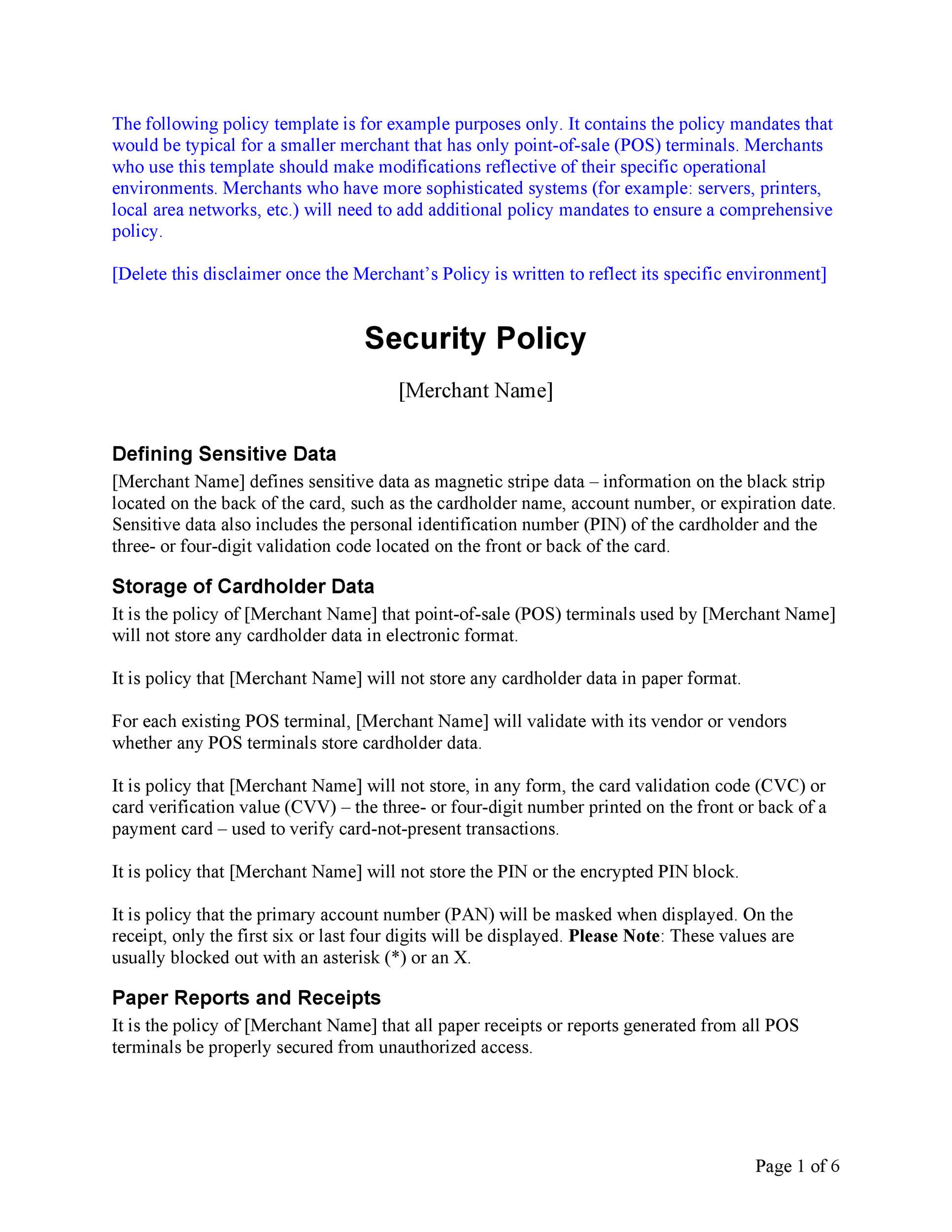 Information Security Policy Template