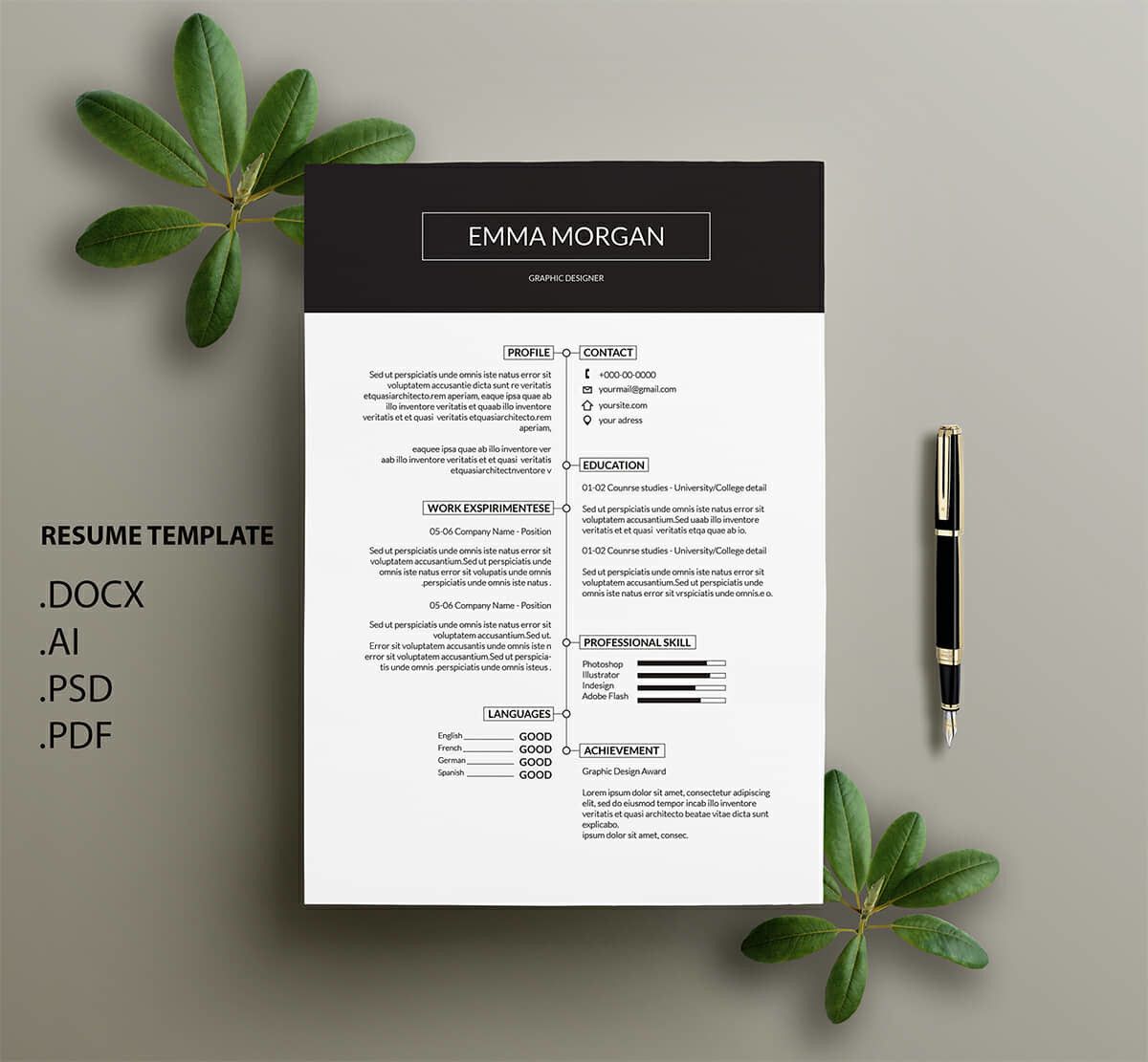 Single-column minimal resume template designed for easy scanning by recruiters.