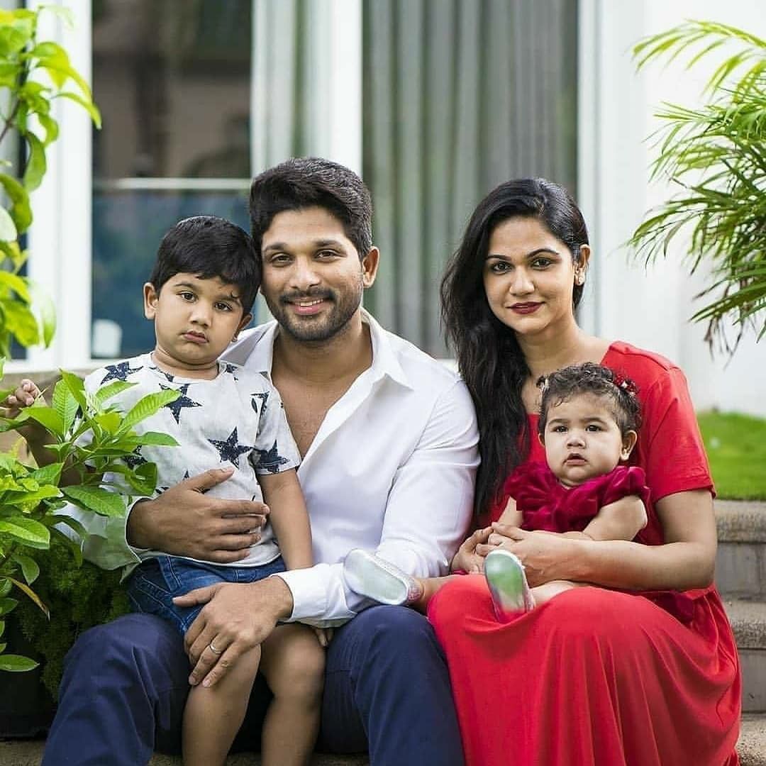 Candid family moments of Telugu star Allu Arjun with Sneha Reddy and their children.