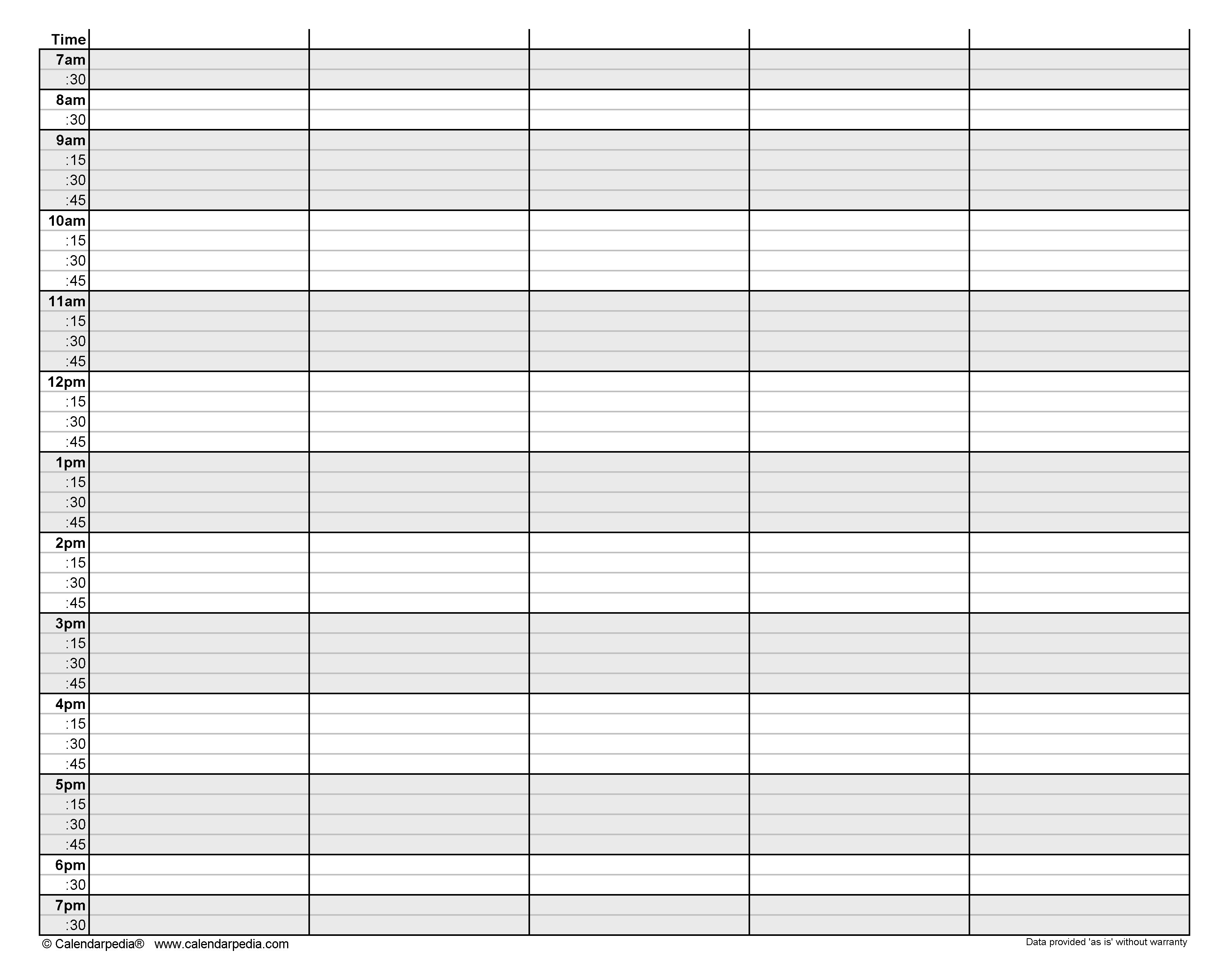 Weekly hourly schedule layout for Word. Plan every hour of your week seamlessly.